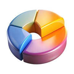 Poster - Colorful 3d pie chart segments isolated on transparent background