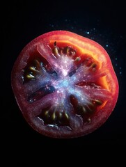 Poster - Stunning Close-Up of a Tomato Slice Resembling a Galaxy in a Surreal and Imaginative Composition