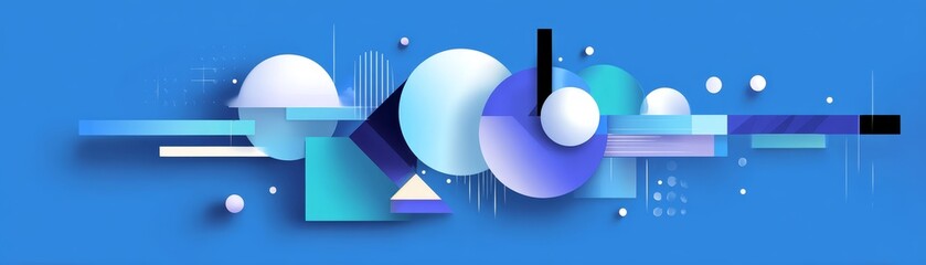 Fototapete - Mesmerizing abstract shapes on a vibrant blue background, modern and artistic design
