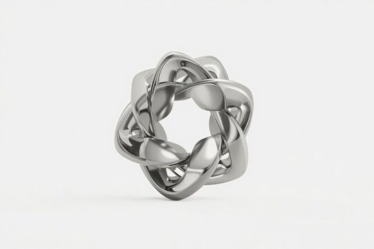 Silver abstract ring, studio shot, white background, design element