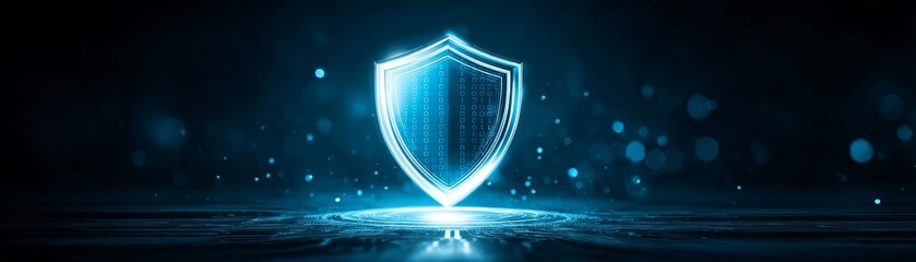 Poster - Glowing shield with emanating light, a symbol of protection, security, and power
