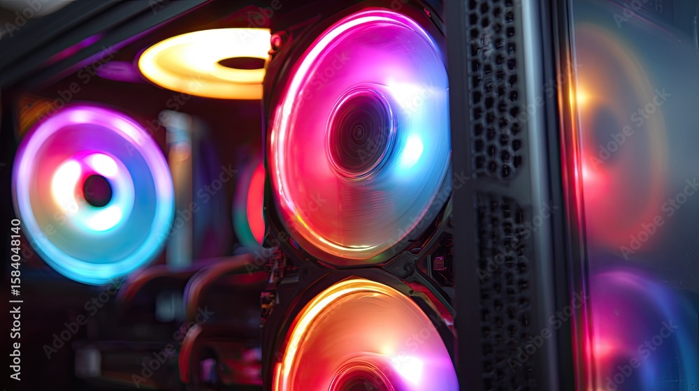 RGB computer fans in a PC case Stock Illustration | Adobe Stock