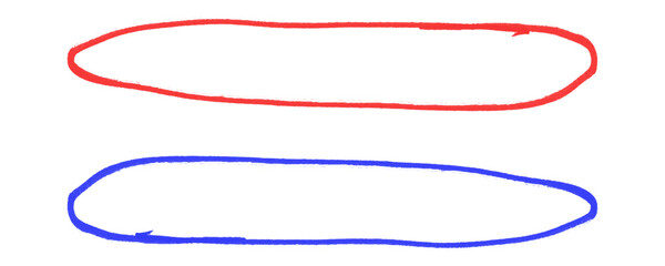 Poster - A Hand Drawn Style Round Doodle Drawn With Red and Blue Marker Featuring Circle Oval and Highlighter Underline Stroke in  Isolated on a Transparent or White Background