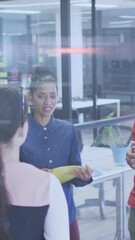 Poster - Animation of moving columns over diverse business people