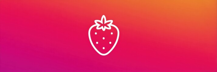 Poster - Bright Strawberry Icon Against a Vibrant Gradient Background Showcasing Modern Design in a Playful and Fresh Aesthetic