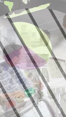 Poster - Animation of data processing over diverse business people at meeting