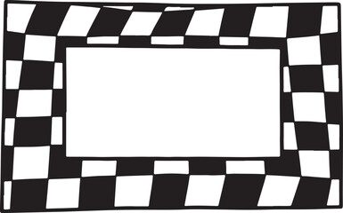 Poster - Hand drawn black and white checkered border frame with a blank white space for text isolated on transparent background