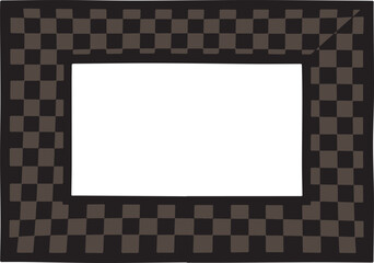 Poster - Black and grey checkered border frame with a white rectangle inside isolated on transparent background