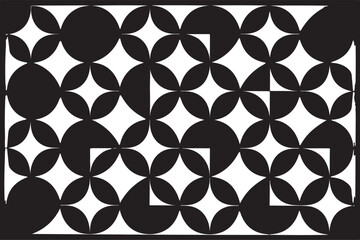 Poster - Geometric pattern of overlapping circles and squares creating a tessellating design isolated on transparent background
