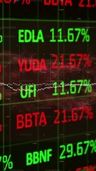 Poster - Animation of financial data processing and statistics on black background
