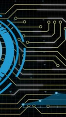 Poster - Animation of circles and graph over grid pattern against black background