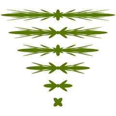 Poster - Spiky border patterns. Abstract divider Vector. Geometric element collection. Green organic illustration.