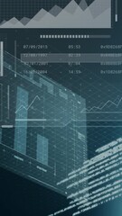 Poster - Animation of multiple graphs, loading bars and globes over lens flares against black background