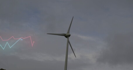 Poster - Lone wind turbine generating electricity in open rural landscape, under overcast sky