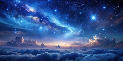 Wall Mural - Celestial Canvas A Dreamlike Panorama of Starry Night Skies Above a Sea of Clouds