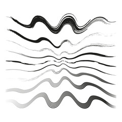 Poster - Wavy brush strokes. Abstract fluid lines. Dynamic Vector texture. Grunge art element