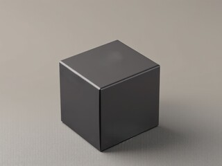 Poster - A gray cube sitting on a textured gray surface with a soft shadow and a neutral background color