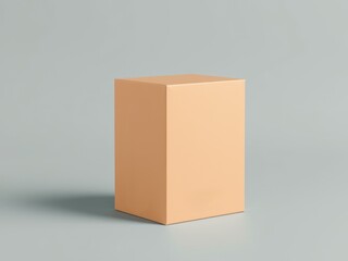 Poster - A simple studio shot of a peach colored rectangular prism on a light gray surface and background