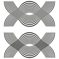 Poster - Wavy line patterns. Abstract curve forms. Dynamic stripe elements. Vector geometric designs.