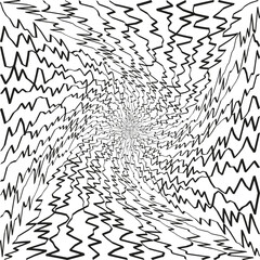 Poster - Abstract zigzag pattern. Distorted line texture. Swirling messy background. Vector chaotic illustration