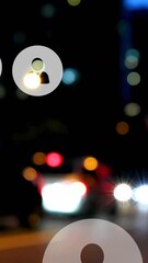 Poster - Animation of profile icons over blurred vehicles stopped on red signal in street of city