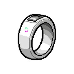 Fototapete - Pixelated Smart Ring: Futuristic Wearable Technology with Glowing Display.