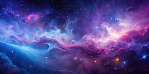 Wall Mural - Cosmic Nebula A Symphony of Purple and Blue Hues Across the Starry Expanse