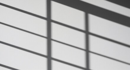 Poster - Abstract Window Shadow Play: Geometric Light and Dark on White Wall