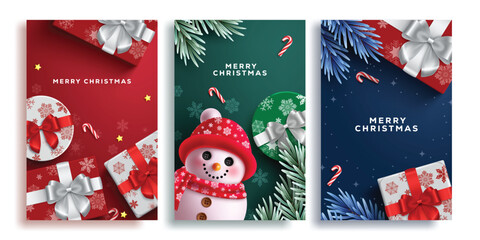 Wall Mural - merry christmas greeting clipart poster set. merry christmas greeting card in colorful background wi