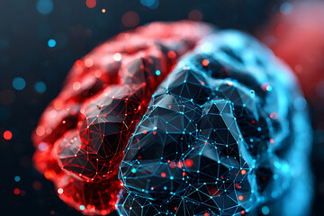 Poster - Model of a Brain Created With Digital Connections Representing Data Flow and Neural Activity in a Futuristic Style