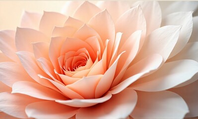 Wall Mural - close-up of a delicate, peach-colored paper flower. its intricate layers and soft texture create a f