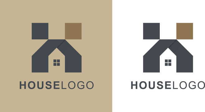 House Logo Design with Initial Letters H and K Connected in Isolated Style, Can be used for Real Estate, Construction, Architecture, and Building Logos. Flat Vector Logo Design Template Element.