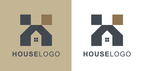 Aufkleber - House Logo Design with Initial Letters H and K Connected in Isolated Style, Can be used for Real Estate, Construction, Architecture, and Building Logos. 