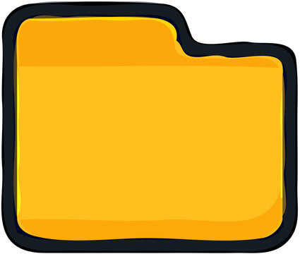 A yellow folder icon with a black outline, depicted in a cartoonish style.