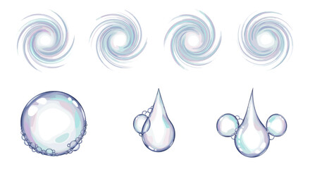 Poster - Collection of swirling vortexes and bubble like shapes in varying designs and orientations art piece