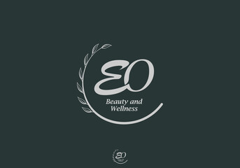 Poster - EO Monogram with Leaf Emblem for Beauty and Wellness Brand