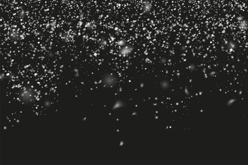 Wall Mural - Christmas snow. Falling snowflakes on a dark background. Snowfall. Vector illustration.