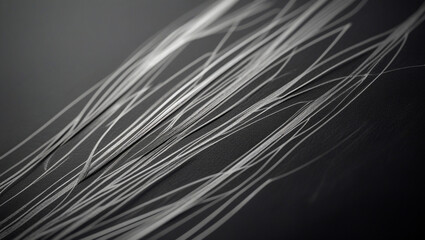 Aufkleber - Abstract silver strands lines on black background texture pattern design wallpaper graphic art modern style fiber