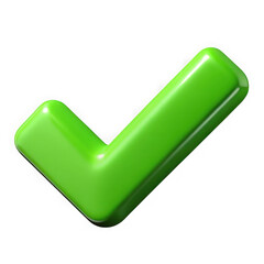 Poster - Glossy green check mark icon isolated on transparent background