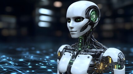 Poster - Advanced robotic figure with intricate details.
