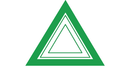 Poster - Three concentric green triangles are isolated on white background