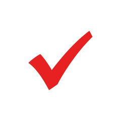 Poster - A red check mark symbolizing agreement and validation, isolated on white background