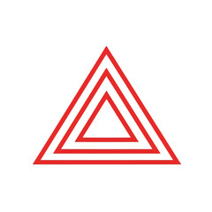Poster - A red triangle warning sign with nested borders is isolated on a white background, indicating caution