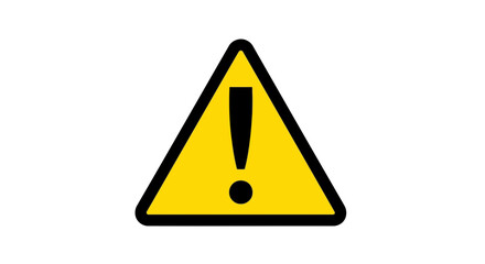 Poster - A yellow warning sign with a black exclamation mark is displayed isolated on white background, indicating caution