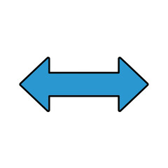 Poster - A blue doubleheaded arrow pointing in opposite directions, isolated on white background