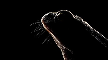 Poster - Close-up profile view of a frog's head in silhouette.