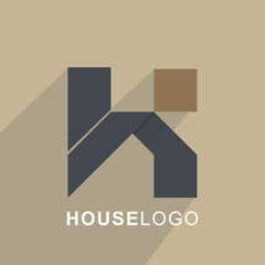 Aufkleber - House Logo Design with Initial Letters H and K Connected in Isolated Style, Can be used for Real Estate, Construction, Architecture, and Building Logos. Flat Vector Logo Design Template Element.