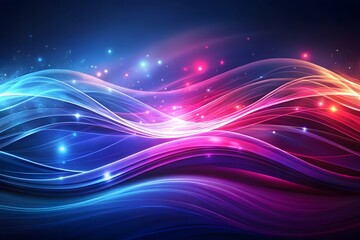 Poster - Vibrant waves of light and color flowing through a cosmic starry sky