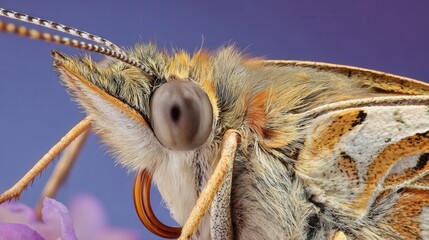 Poster - Detailed close-up of a butterfly's head and wings.