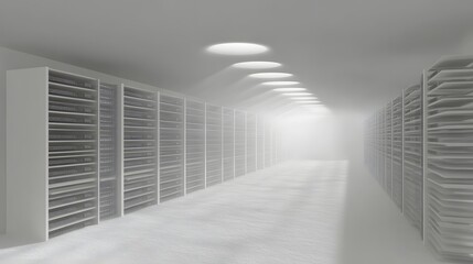 Poster - Empty server room interior design.